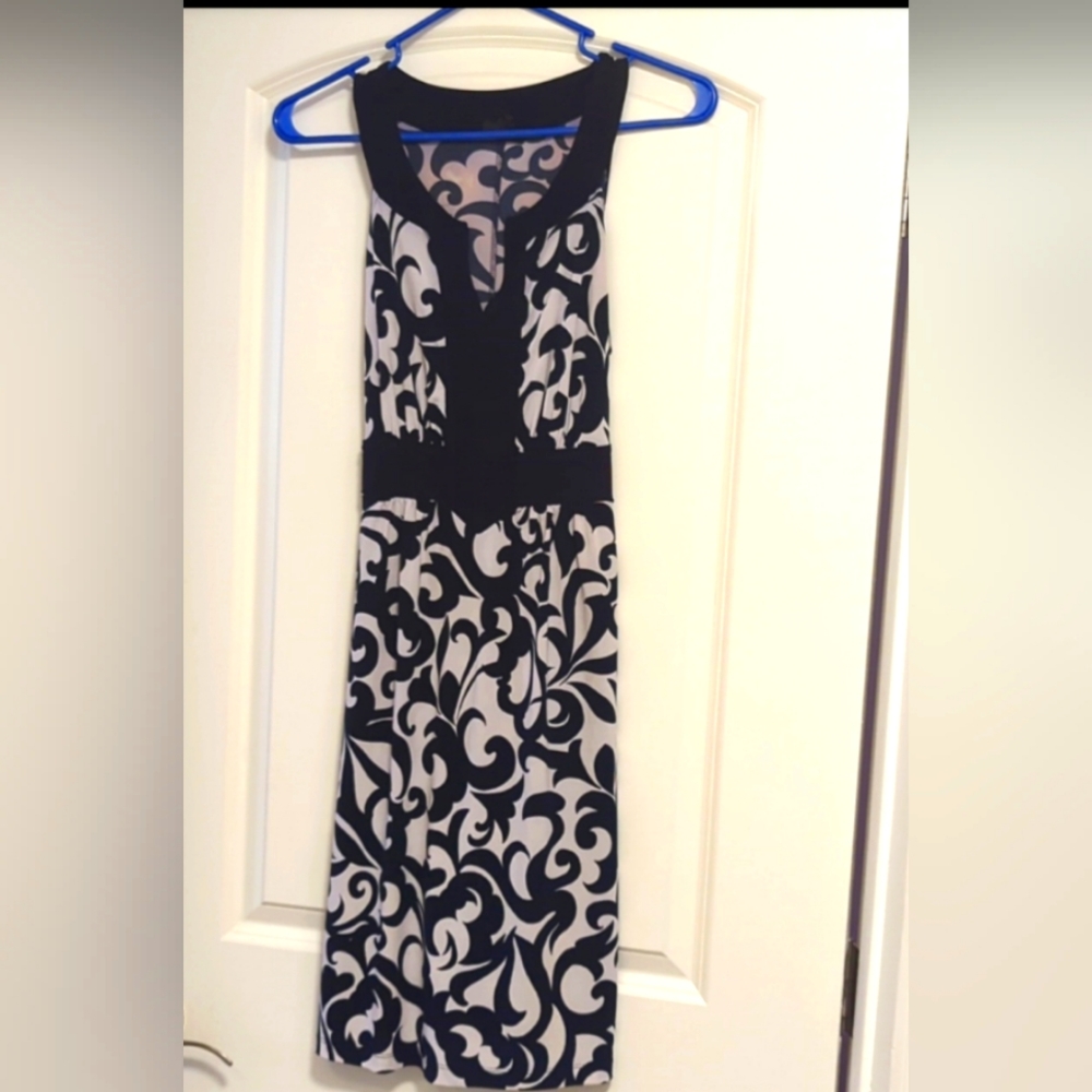 Navy and white stretchy dress